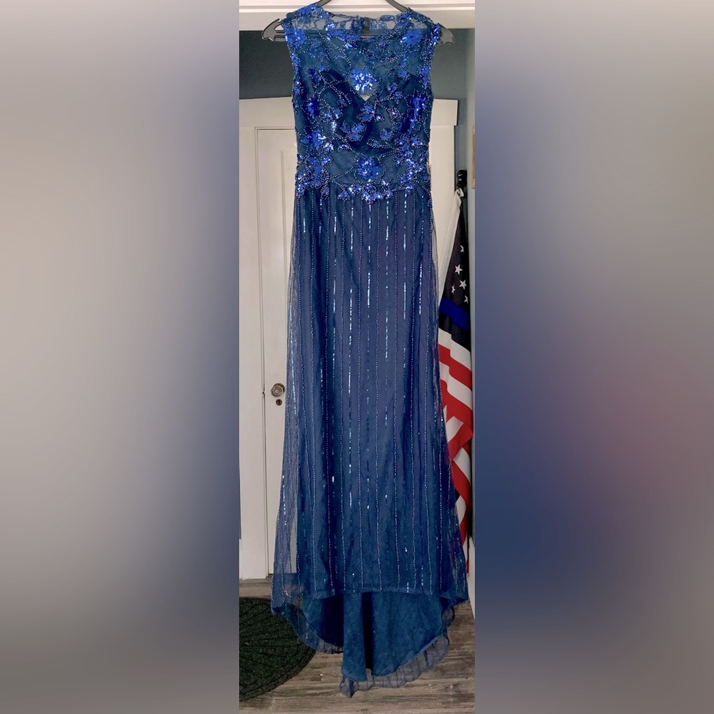 Sequin Lace/Netting with lining mother of the bride dress with keyhole on back.